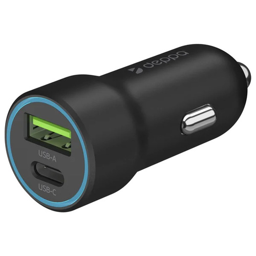 АЗУ Deppa 1USB + Type-C QC 3.0 PD 3.0 + кабель 8-pin (MFI) Black фото 